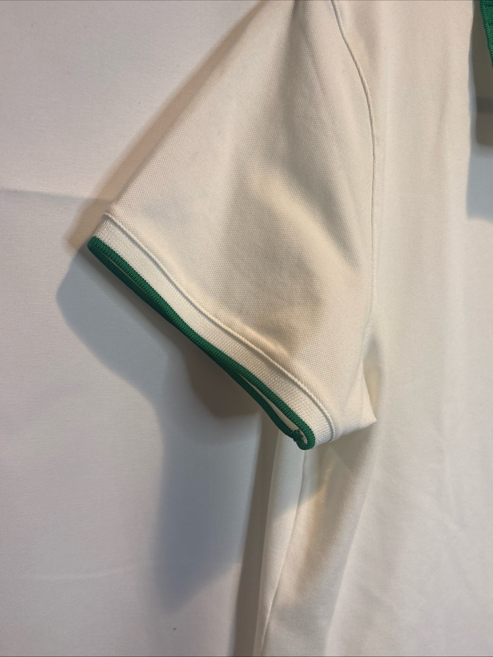 Tory Sport White Polo with Green-Trim Collar and Sleeve Stripes - Picture 3 of 8